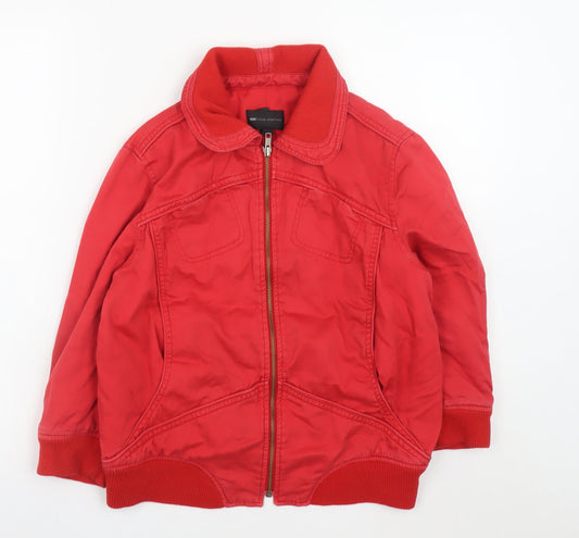 MNG Women’s Red Bomber Jacket Size 14 Lined Casual Zip Front