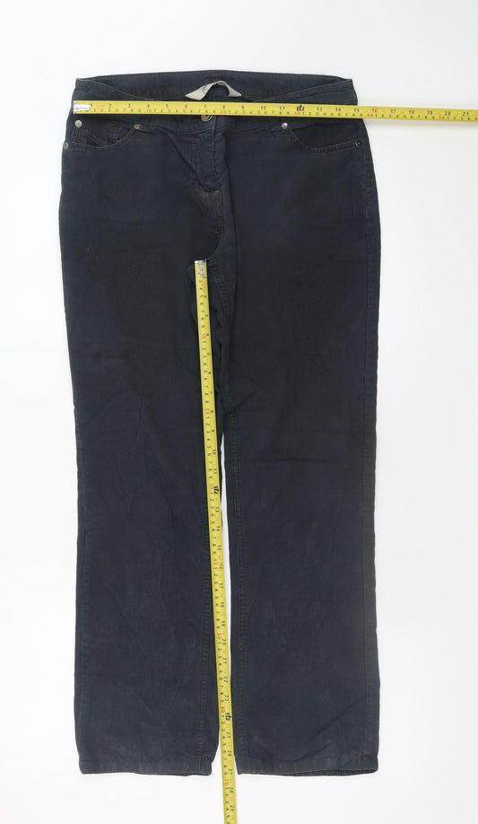 BHS Women Black Corduroy Chino Trousers Size 10 Regular Fit