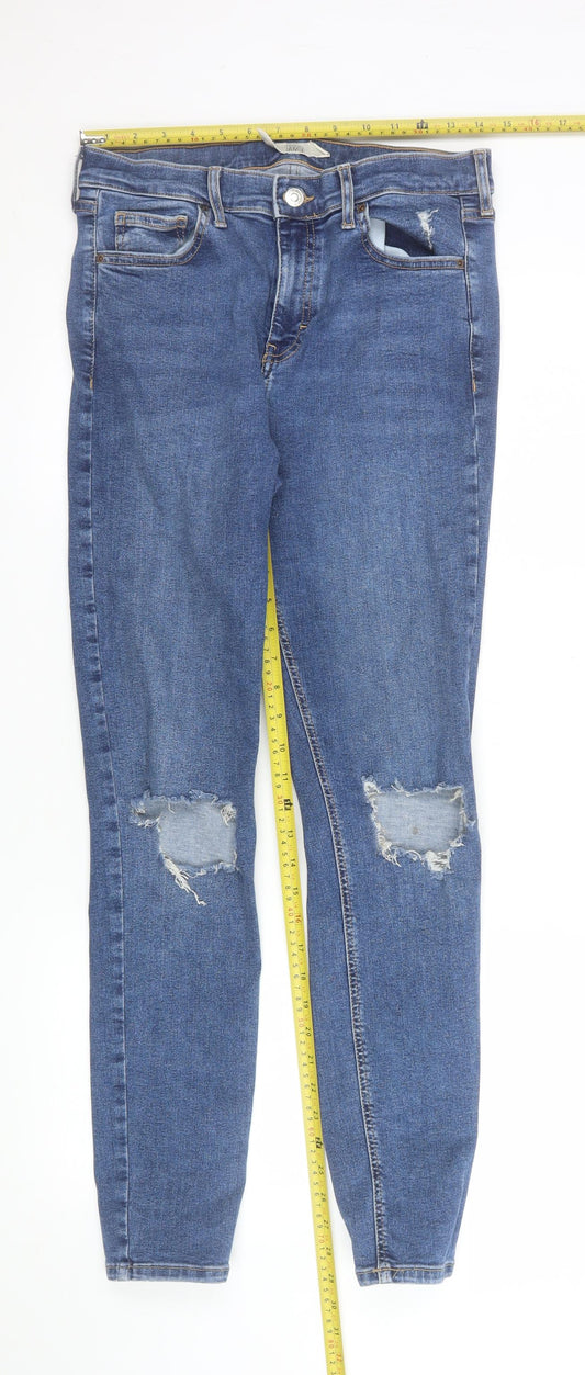 Womens UK Size 12 Topshop Slim Fit Skinny Blue Jeans