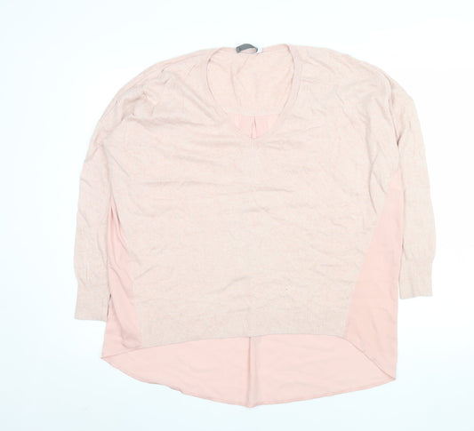 Mint Velvet Women's Pink V-Neck Long Sleeve Tunic Blouse Size S