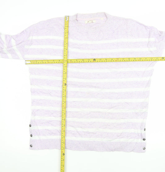 Fat Face Womens Purple Striped Cotton Long Sleeve Blouse Size 12