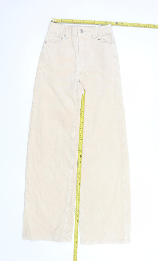 Womens UK Size 4 H&M Regular Fit Casual Beige Trousers
