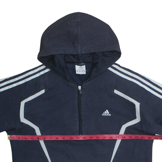 Mens UK Size L adidas Blue 1/2 Zip Hoodie