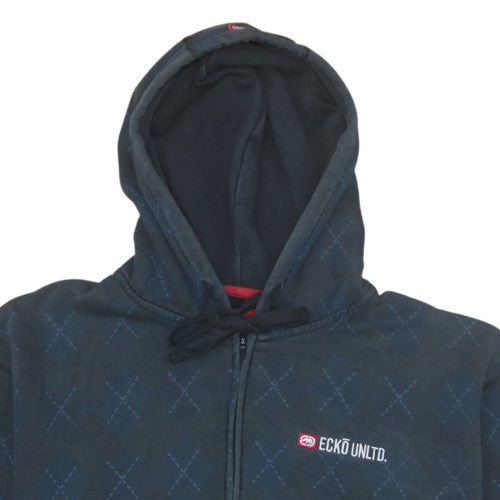 Mens UK Size L Ecko Unltd Blue Full Zip Hoodie