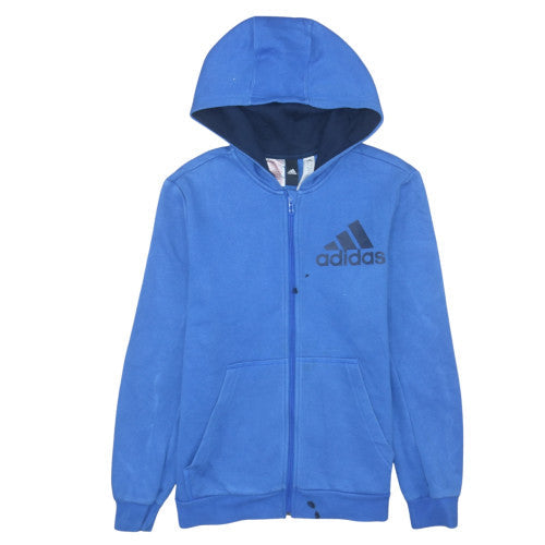 Additional front view of Adidas boys’ blue full zip hoodie 13-14 years classic fleece sweatshirt