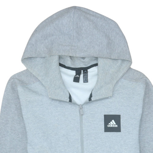 Mens UK Size L adidas Grey Full Zip Hoodie