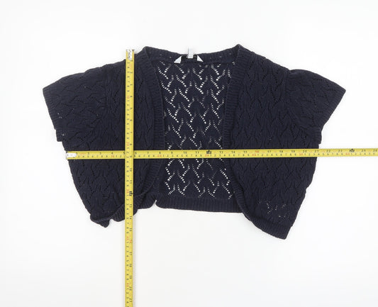 New Look Women's Navy Blue Open-Knit Shrug Size 14