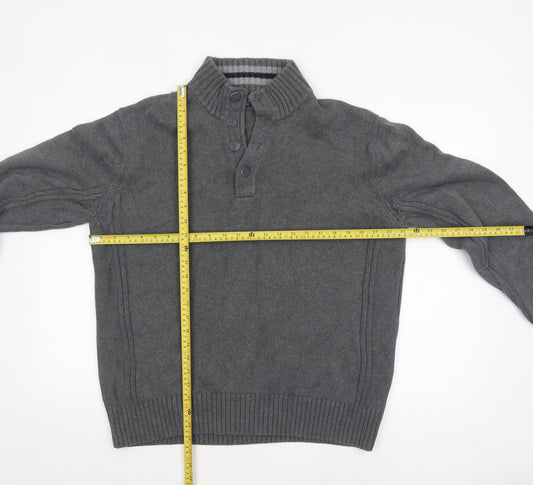 Mens UK Size XL Marks and Spencer Grey Henley Jumper
