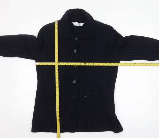 Marks and Spencer Women’s Black Wool Blend Collared Cardigan UK 16