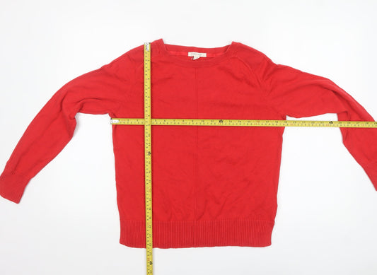 White Stuff Women Red UK 10 Crew Neck Long Sleeve Cotton Wool Jumper