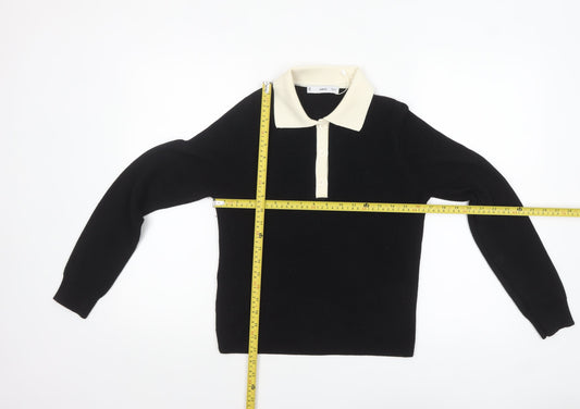 Womens UK Size M MNG Black Henley Jumper