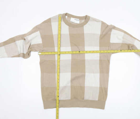 Mens UK Size M Selected Homme Beige Pullover Jumper