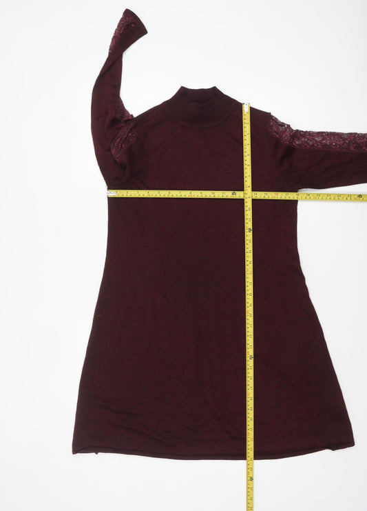 Monsoon Women’s Purple Lace Sleeve Knit A-Line Dress Size 12
