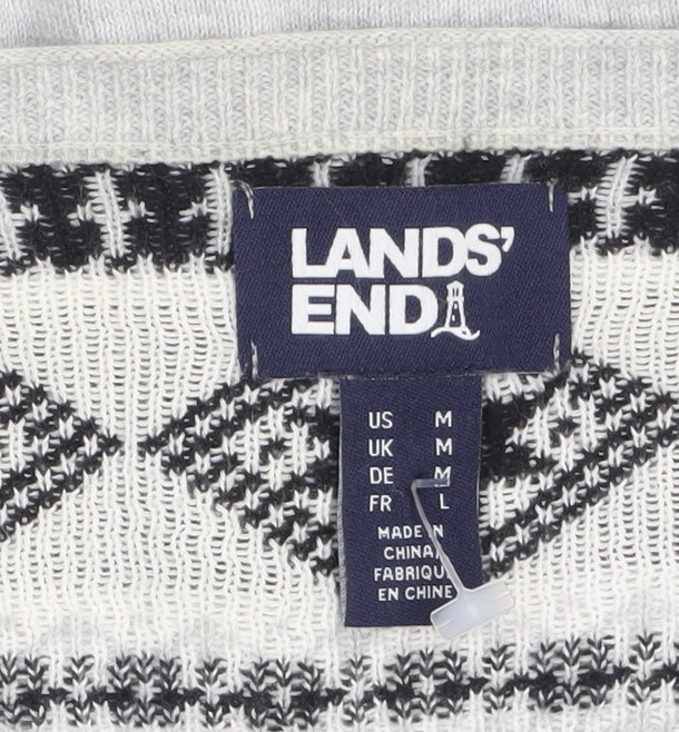 Womens UK Size L Lands' End Grey Cardigan Jumper
