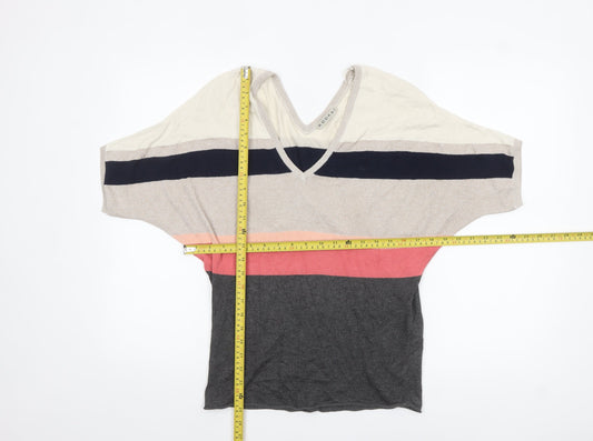 Kookai Womens Multicoloured Striped V-Neck Knit Jumper Size 10