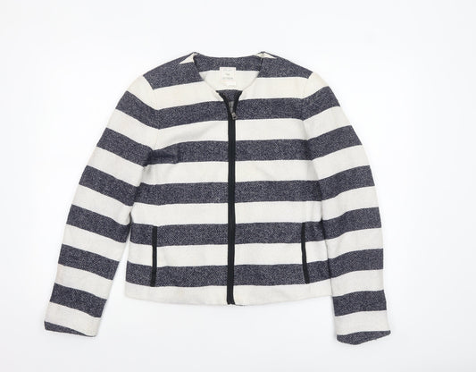 Gap Women’s Blue White Striped Zip Jacket UK 10 Casual Short Cotton
