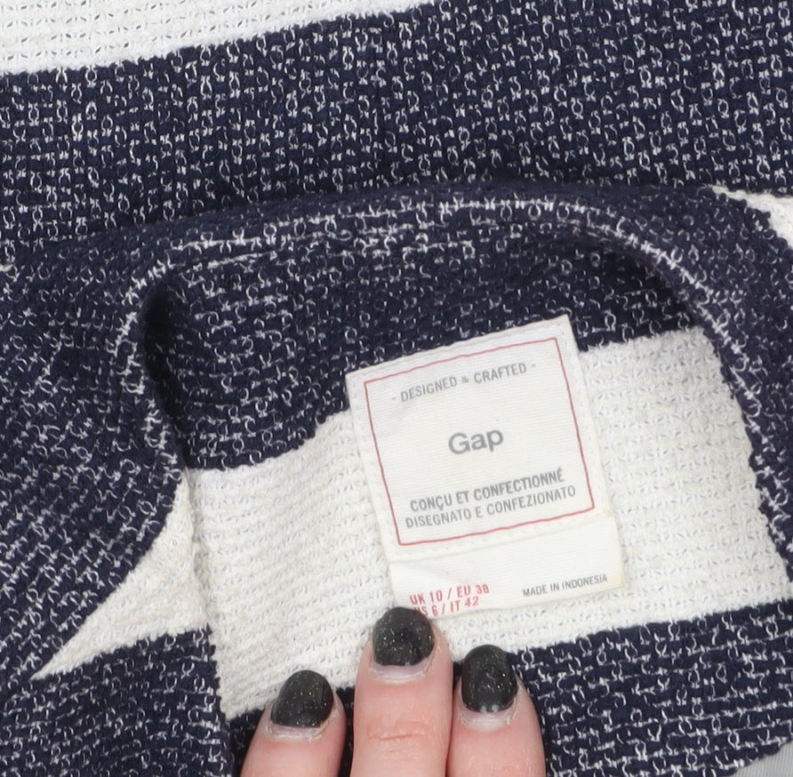 Gap Women’s Blue White Striped Zip Jacket UK 10 Casual Short Cotton