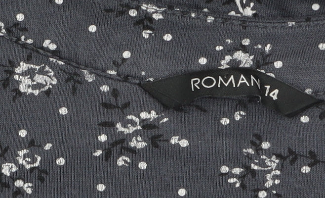 Womens UK Size 14 Roman Blue Tunic Blouse