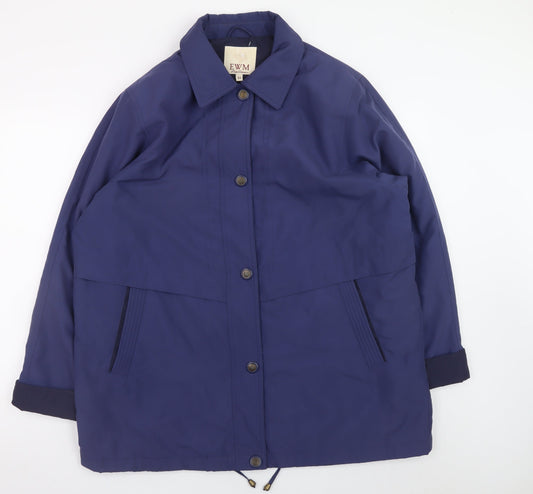 EWM Women Blue Size 18 Polyester Lined Mid-Length Parka Jacket