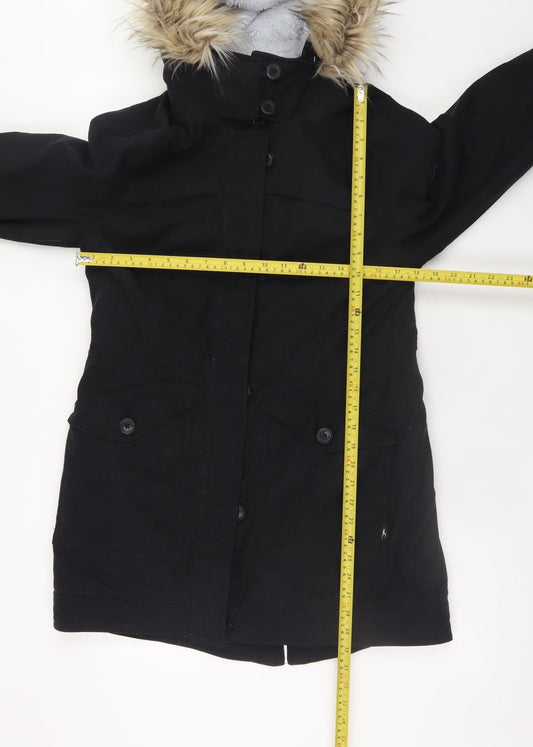Hollister Women's Black Faux Fur Hooded Parka Coat Size M