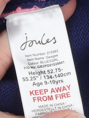 Girls UK Size 9-10 Years Joules Blue Pullover Jumper