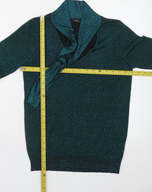 Womens UK Size 10 M&Co Green Pullover Jumper