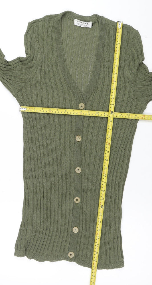 Womens UK Size 10 Jaeger Green Cardigan Jumper