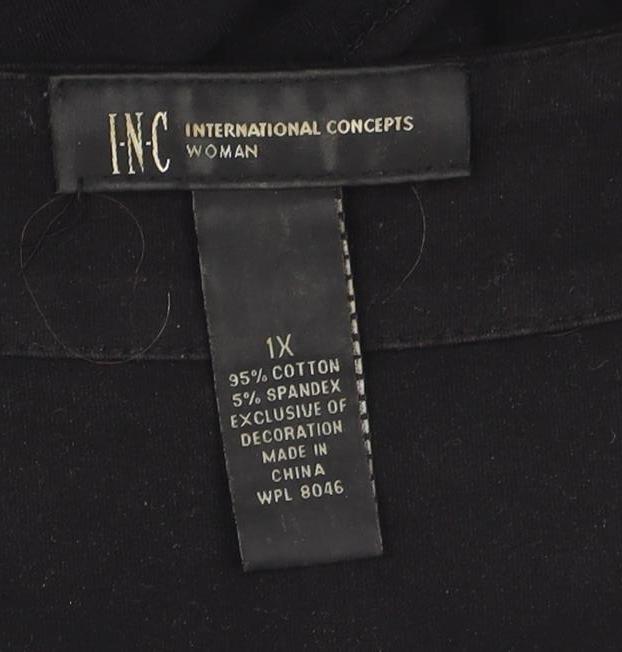 Womens UK Size XL INC International Concepts Black Basic T-Shirt