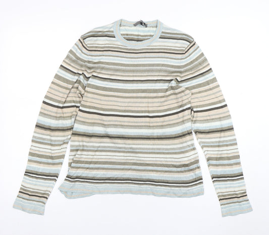 Additional front view of Jaeger Women's Multicoloured Striped Cotton Jumper, size M