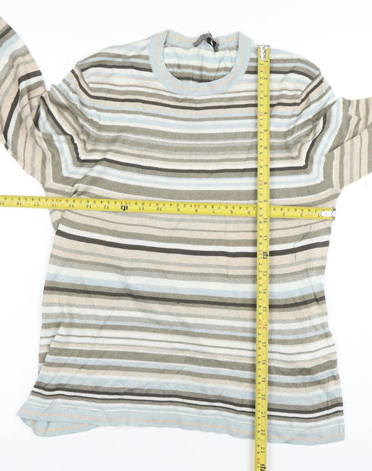 Jaeger Women's Multicoloured Striped Cotton Jumper Size M