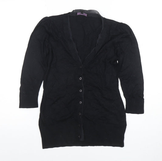 Coast Womens Black Size 8 V-Neck Button Cardigan