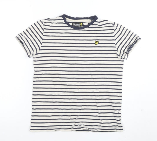 Lyle & Scott Boys Blue Striped Cotton T-Shirt 14-15 Years Regular Fit