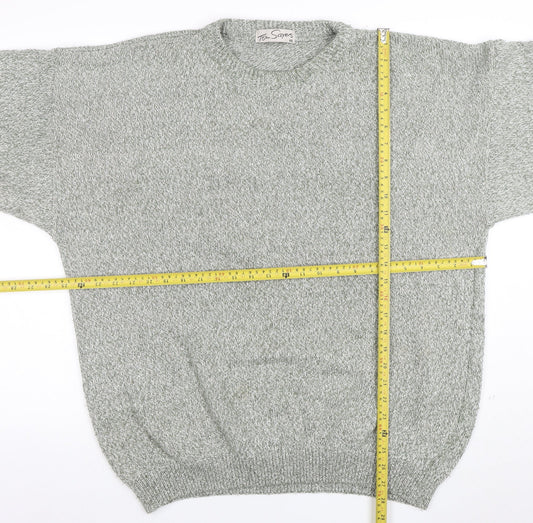 Tom Sayers Mens Grey XXL Crew Neck Acrylic Cotton Jumper