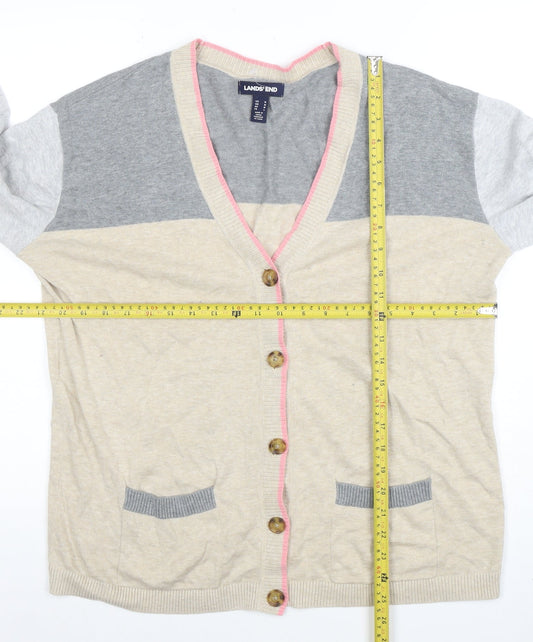 Womens UK Size M Lands' End Multicoloured Cardigan Jumper