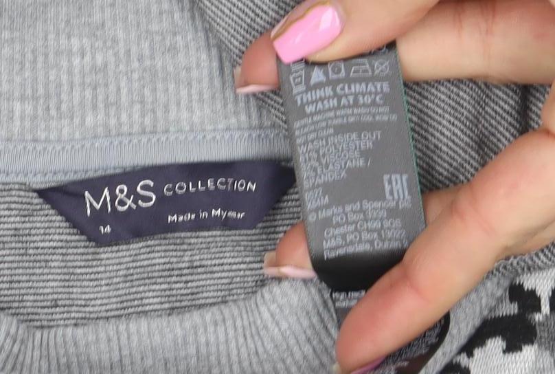 Womens UK Size 14 Marks and Spencer Grey Pullover Sweatshirt