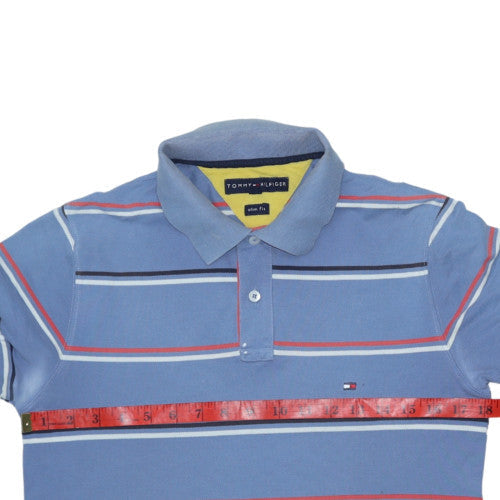 Tommy Hilfiger Men's Blue Striped Slim Fit Polo Shirt M