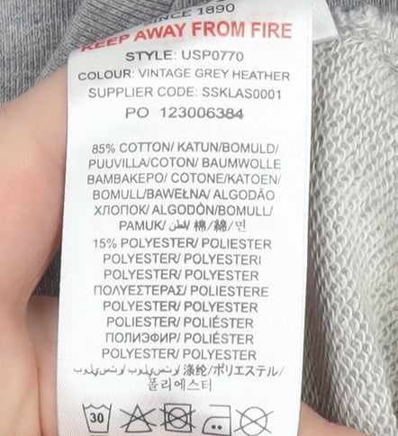 Additional view of U.S. Polo Assn. boys’ grey pullover sweatshirt 12-13 years crew neck logo print