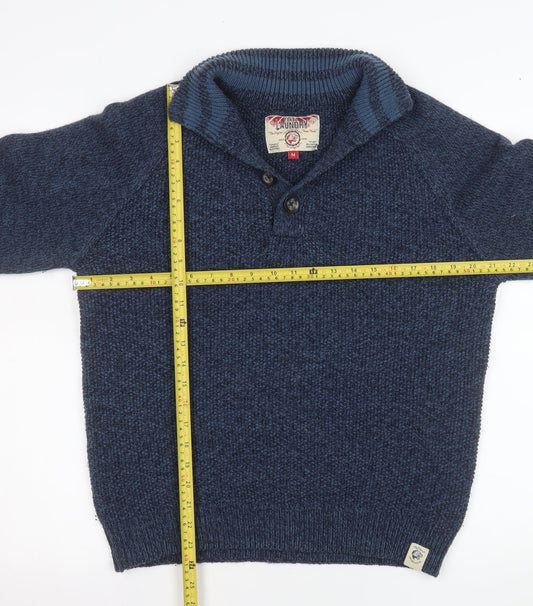 Tokyo Laundry Men's Blue Chunky Knit Henley Jumper Size M