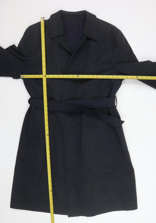 Mens UK Size 44 C&A Black Trench Coat