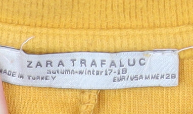 Womens UK Size 10 Zara Trafaluc Yellow Pullover Sweatshirt