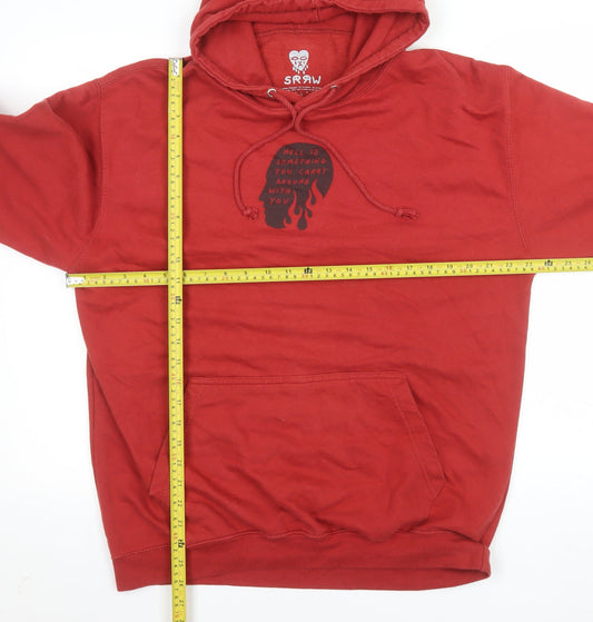 Mens UK Size L SRAW Red Pullover Hoodie