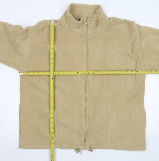 Casuals Men Beige Fleece Full Zip Lightweight Jacket M/L
