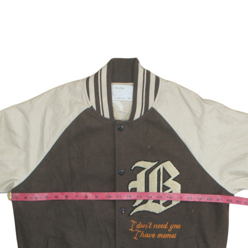 Womens UK Size 12 Bershka Brown Varsity Jacket