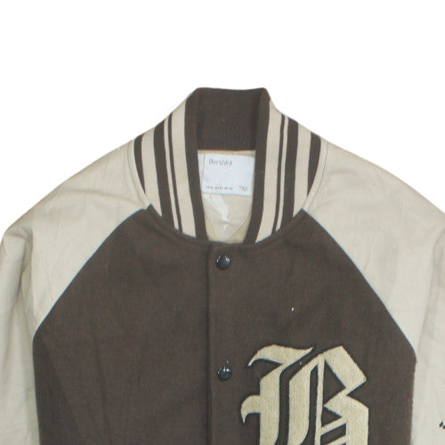 Womens UK Size 12 Bershka Brown Varsity Jacket