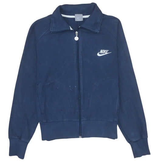 Nike Women's Blue Track Jacket M Full Zip Cotton Blend