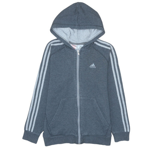 Additional front view of Adidas boys’ grey full zip hoodie 152cm fleece sports sweatshirt