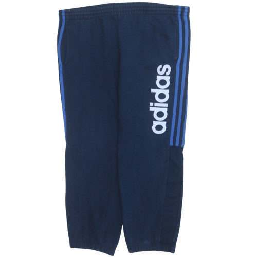 Additional front view of Adidas boys’ blue jogger activewear trousers 12-13 years fleece elastic waist