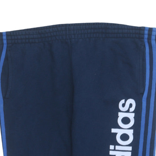 Additional view of Adidas boys’ blue jogger activewear trousers 12-13 years fleece elastic waist