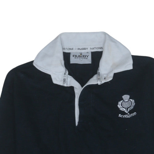 Mens UK Size XL Rugby Nations Black Henley Sweatshirt