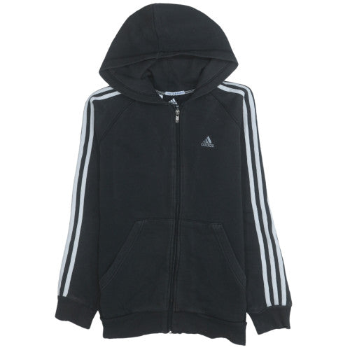 Additional front view of Adidas boys’ black full zip fleece hoodie 13-14 years sportswear